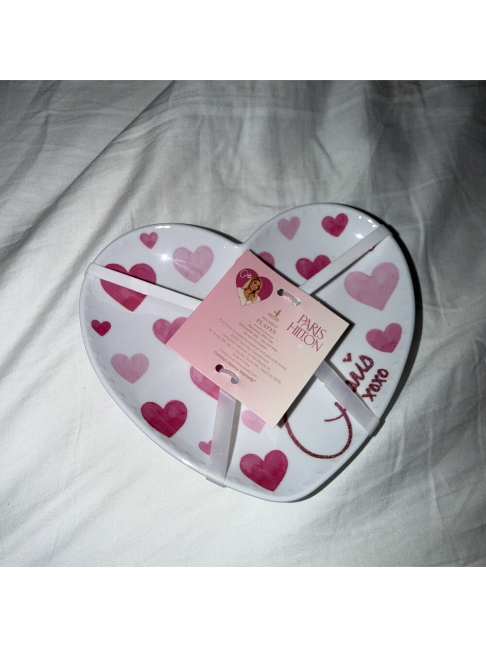 Paris Hilton Heart Shaped Pink Heart Melamine Appetizer Plates